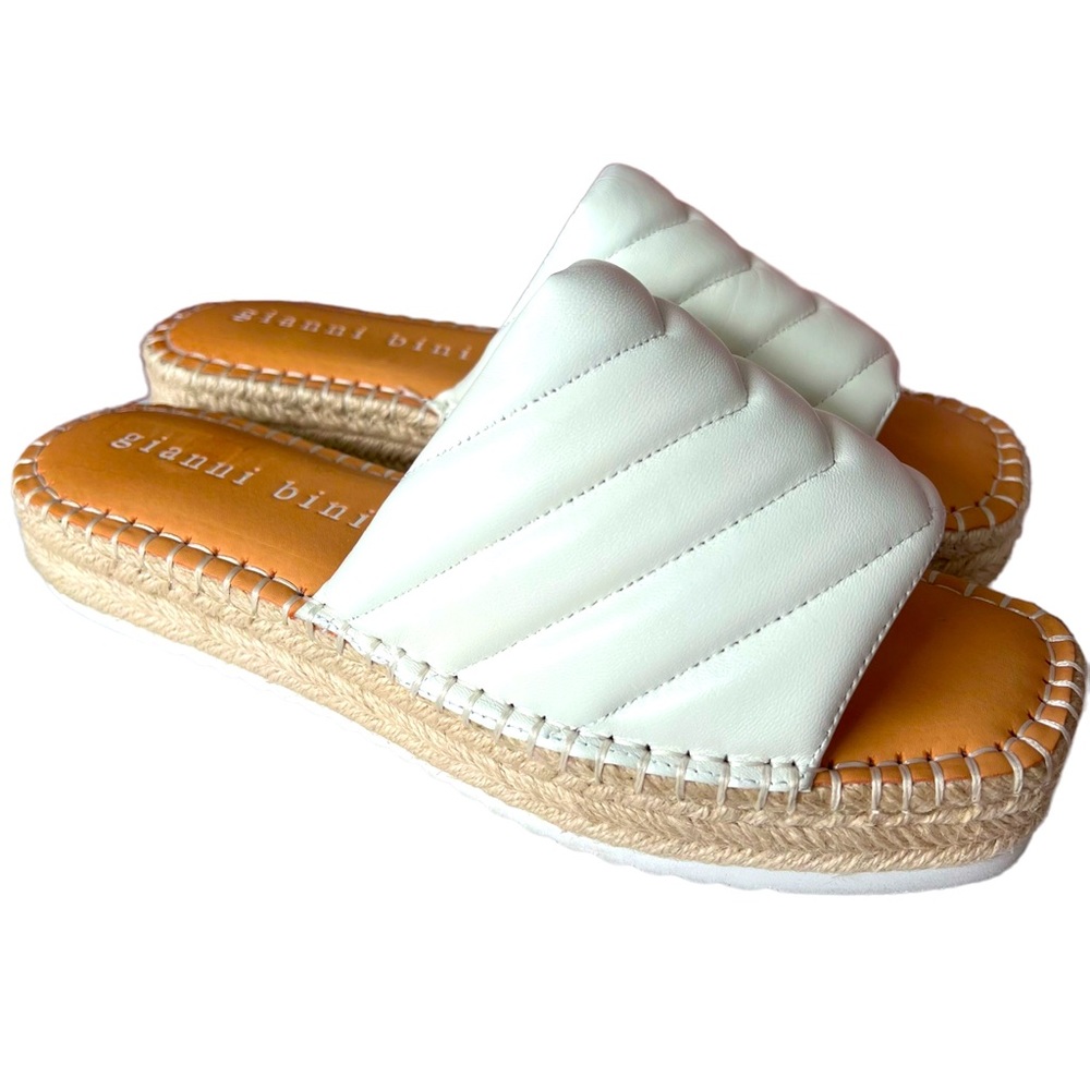 Gianni Bini Evert Leather Flatform Sandals Size 9